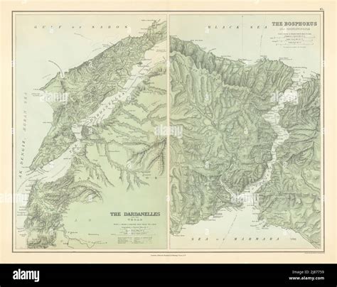 Bosphorus & Constantinople. Dardanelles & Troad. Istanbul. STANFORD 1887 map Stock Photo - Alamy