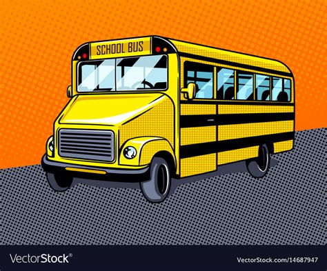 School bus pop art style Royalty Free Vector Image