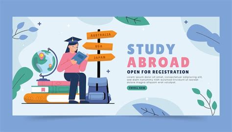 Free Vector | Hand drawn study abroad horizontal banner