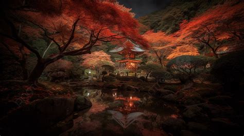 Japanese Garden Wallpaper Night