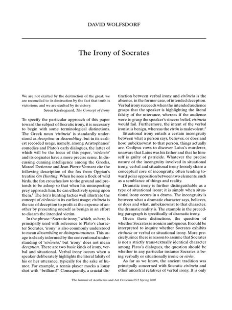 The irony of Socrates | PDF | Socrates | Irony