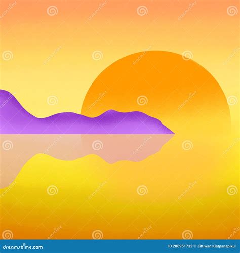 Mountain Lake Sunset Sky Landscape View Graphic Wallpaper Stock Illustration - Illustration of ...