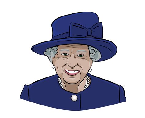 Queen Elizabeth Face Portrait With Blue Suit British United Kingdom National Europe Country ...