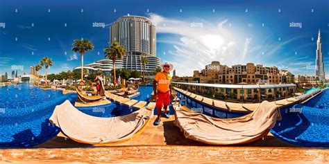 360° view of swimming pool in the adress hotel at the burj khalifa downtown dubai - Alamy