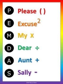 PEMDAS Acronym Posters - Rainbow Colors | Pemdas, Math word problems, Math words