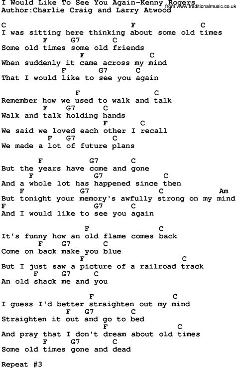 Country Music:I Would Like To See You Again-Kenny Rogers Lyrics and Chords