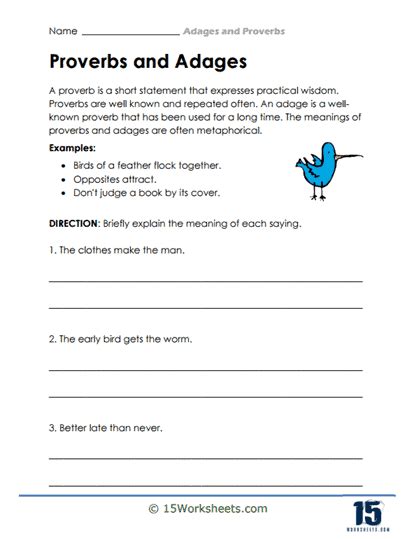 Adages and Proverbs Worksheets - 15 Worksheets.com