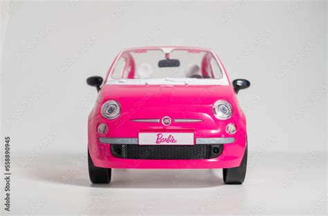 Kent, uk, 01.01.2023, A Barbie Pink Fiat 500 Car Sports Toy Vehicle ...