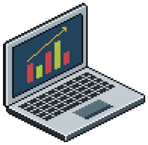 Premium Vector | Pixel art laptop computer with graphics on the screen ...