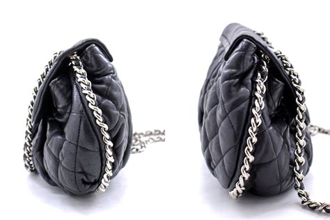 CHANEL Chain Around Shoulder Crossbody Bag Black Calfskin Leather For Sale at 1stDibs