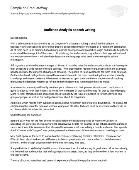 ⇉Audience Analysis speech writing Essay Example | GraduateWay