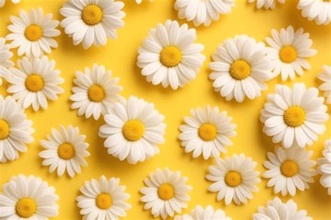 Premium AI Image | A yellow background with daisies on it