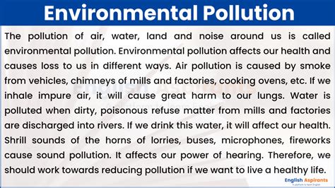 Environmental Pollution Paragraph | 100, 150, 200, 250 Words