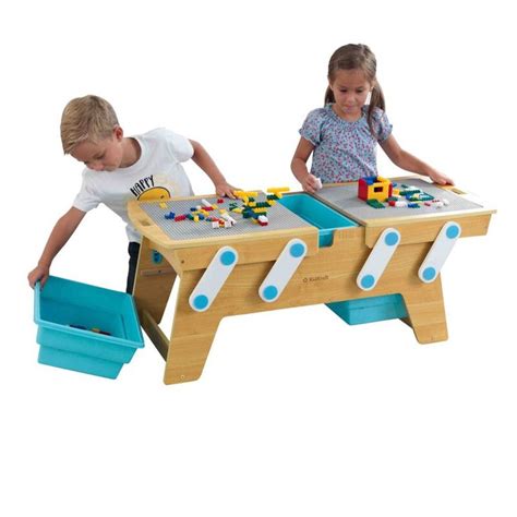 Building Bricks Play N Store Wooden Table, Kids Activity Table, Natural ...