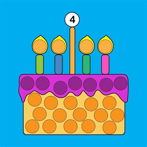 123 numbers birthday cake Dot markers Free coloring pages - Busy Shark