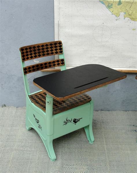 Vintage Metal School Desk and Chair, Mid-Century, Chalk Board, Small Child Size, Homework, Home ...