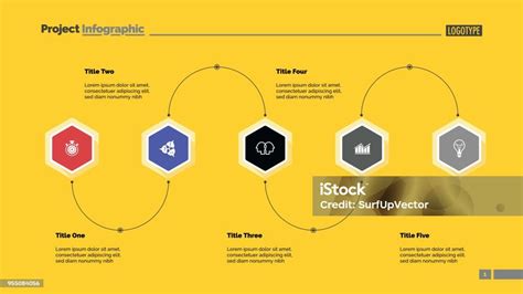 Five Step Process Diagram Slide Template Stock Illustration - Download Image Now - Abstract ...