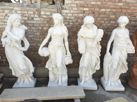 Human Sculptures | Stone Carvings - Carved white marble statues garden sculptures