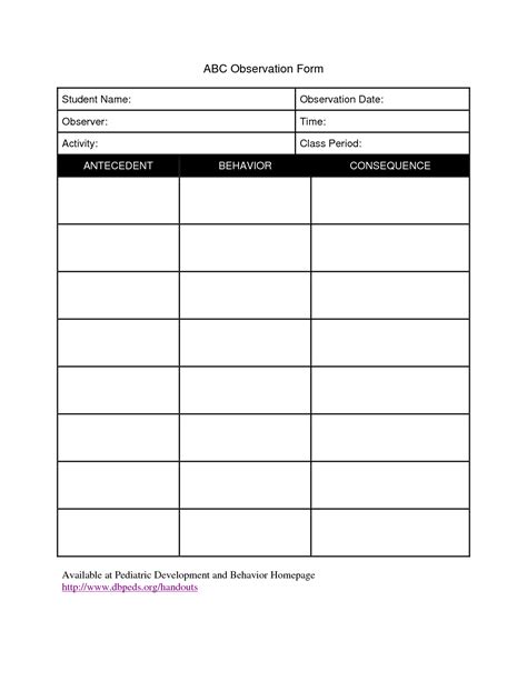 Student+Behavior+Observation+Form+Template | Special education data ...