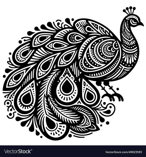 Sleek line art of peacock in contemporary black Vector Image