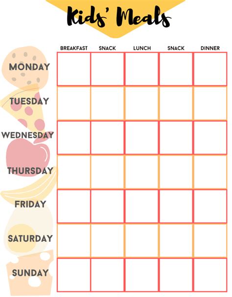 Meal Planner Printable for Kids