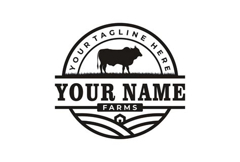 Retro Vintage Farm Cattle Angus Livestock Beef Emblem Label logo design vector 9491534 Vector ...