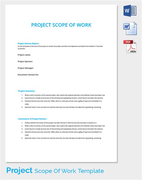 Project Scope Of Work Template - Free Printable Template