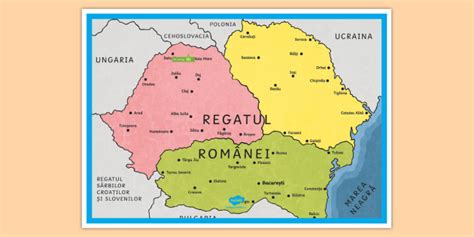 Harta României la 1918 - Planșă cu diferite dimensiuni