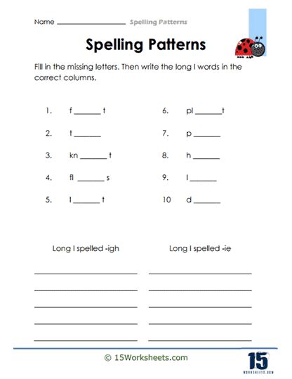 Spelling Patterns Worksheets - 15 Worksheets.com