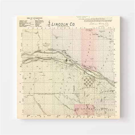 Vintage Map of Lincoln County, Nebraska 1885 by Ted's Vintage Art