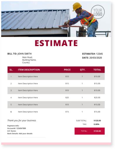 Roofing Estimate Template - Simplify Your Estimates