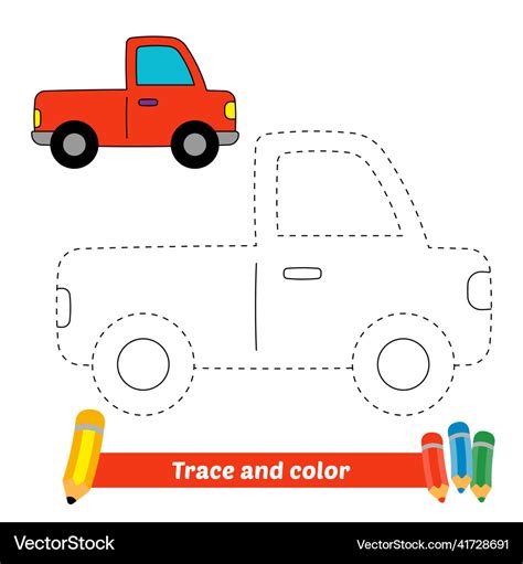 Trace and color for kids car Royalty Free Vector Image