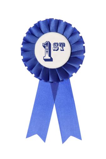 Blue 1st Place Rosette Stock Photo - Download Image Now - Achievement, Award, Award Ribbon - iStock