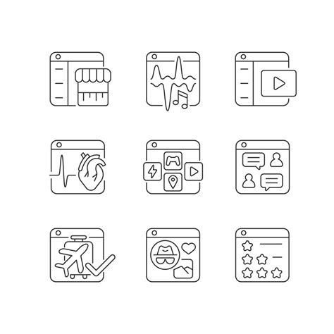 Digital platforms linear icons set 3117770 Vector Art at Vecteezy