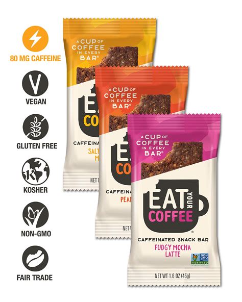 Eat Your Coffee Caffeinated Snack and Energy Bar / Variety Pack / 80mg Natural Caffeine = 8oz ...