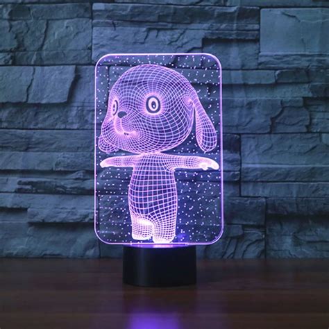 7 Colors Changing Desk Lamp Rabbit Pattern Touch Table Lamp 3D Lamp LED Night Light Stereoscopic ...