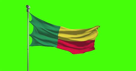 Benin national flag waving on green screen. Chroma key animation. United Kingdom politics ...