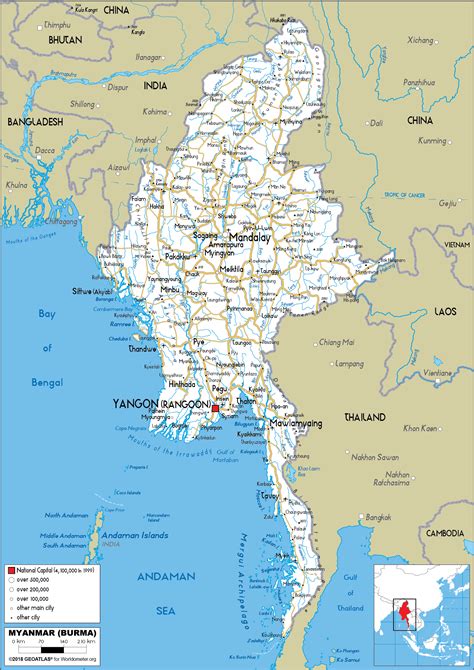 Myanmar Map (Road) - Worldometer