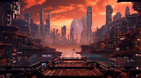 3d Render Of A Futuristic Cyberpunk Inspired Virtual Reality Landscape ...