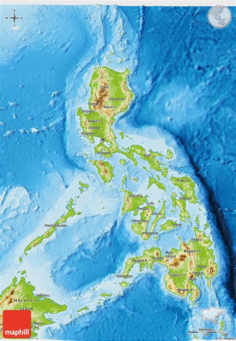 Physical 3D Map of Philippines