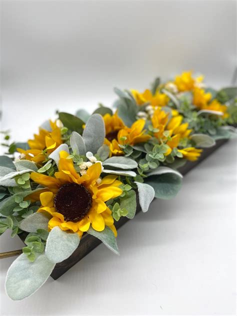 Fall Sunflower Centerpiece in Wooden Planter Modern Farmhouse - Etsy