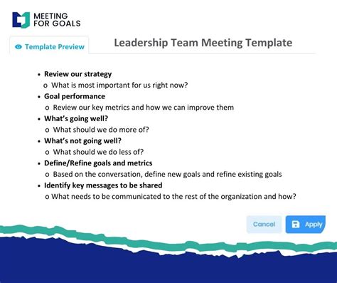 Leadership Team Meeting Template
