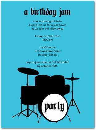 Music Party Invitations: 12 Amazing Birthday Ideas | Drum party, Music themed parties, Music ...