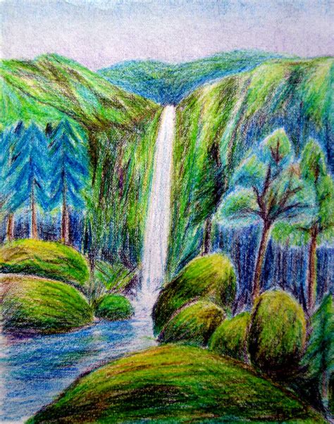 Drawing With Pencil Colour Scenery - You will be really impressed with ...