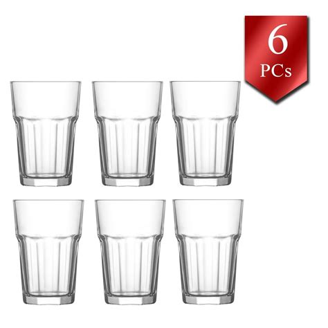 LAV Drinking Glasses Set of 6, Double Wall Glasses Tumbler, Durable ...