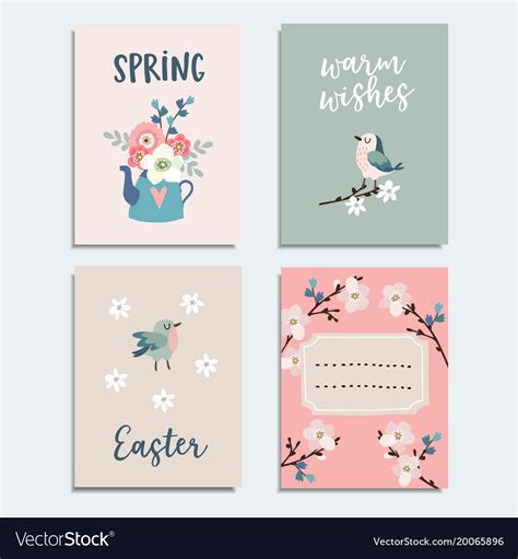 Set of cute spring easter greeting cards Vector Image