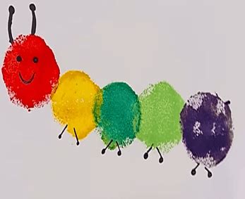 Caterpillar Sponge Stamping Art for preschool and Kindergarten