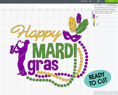 Happy Mardi Gras SVG, PNG, DXF Cut File | Creative Vector Studio