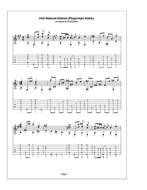 Irish National Anthem - (Acoustic Instrumental) Sheet