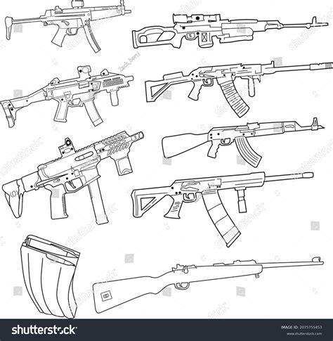 Vector Image Several Types Machine Guns Stock Vector (Royalty Free ...